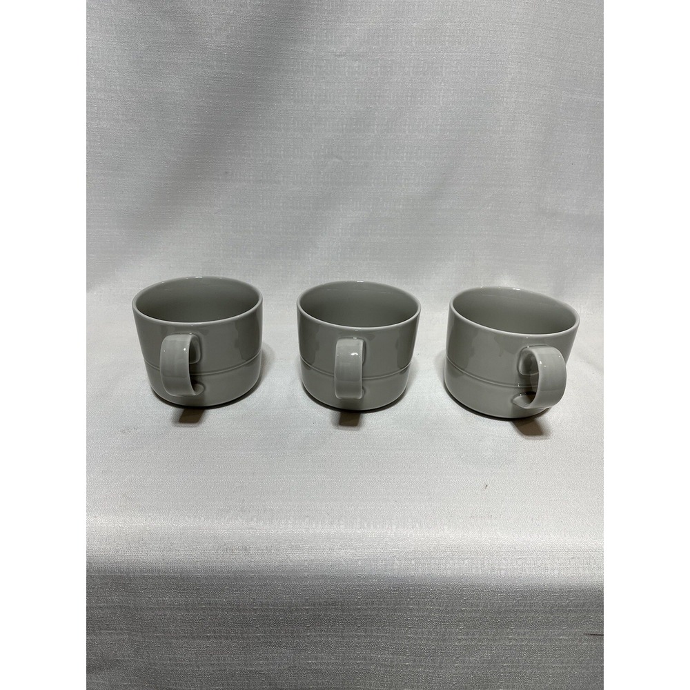 3 Crate & Barrel AARON PROBYN Light Gray Coffee Tea Mugs - Picture 5 of 9